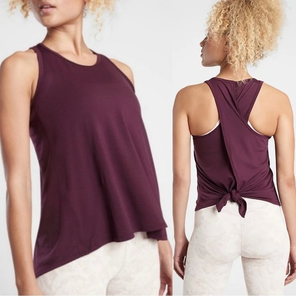 Athleta Essence Tie Back Tank Top Sleeveless Activewear Outdoor in Purple S